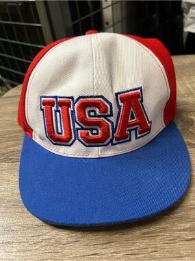 USA Embroidered Red & Blue Snapback Cap - UH Label